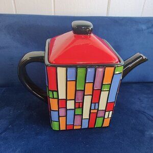 Frank Lloyd Wright Era Art Deco Inspired Tea Pot in Warm colors.